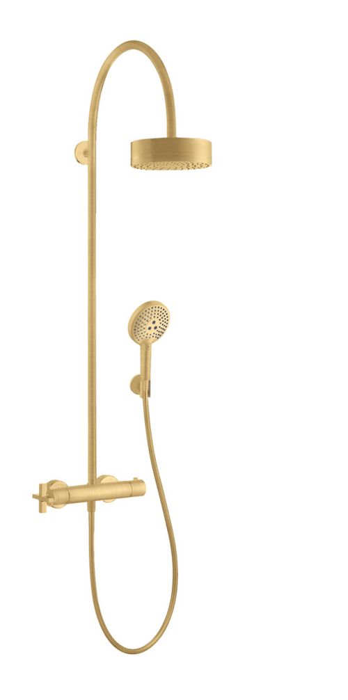 AXOR-HG-AXOR-Citterio-Showerpipe-mit-Thermostat-und-Kopfbrause-180-1jet-Brushed-Gold-Optic-39670250 gallery number 1